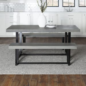 3-Piece Grey/Black Farmhouse Dining Set Seats 4