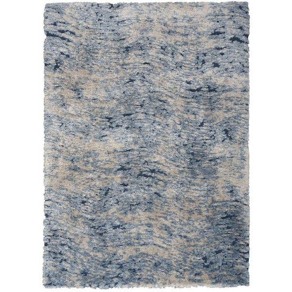 Nourison Dreamy Shag Light Blue 5 ft. x 7 ft. All-over design Contemporary Area Rug