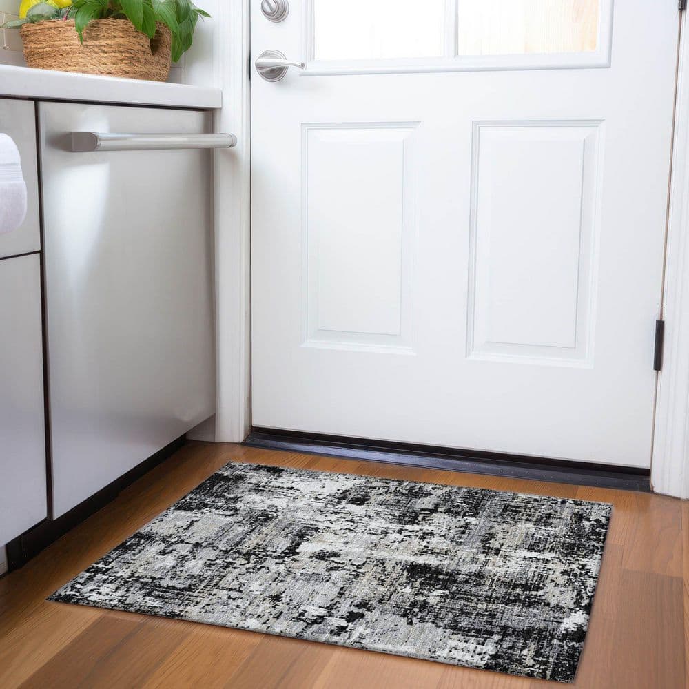 Mayfield Premium Machine Washable Abstract AMF1008 Black 2 ft. x 3 ft. Area Rug price history on PriceWatchPro
