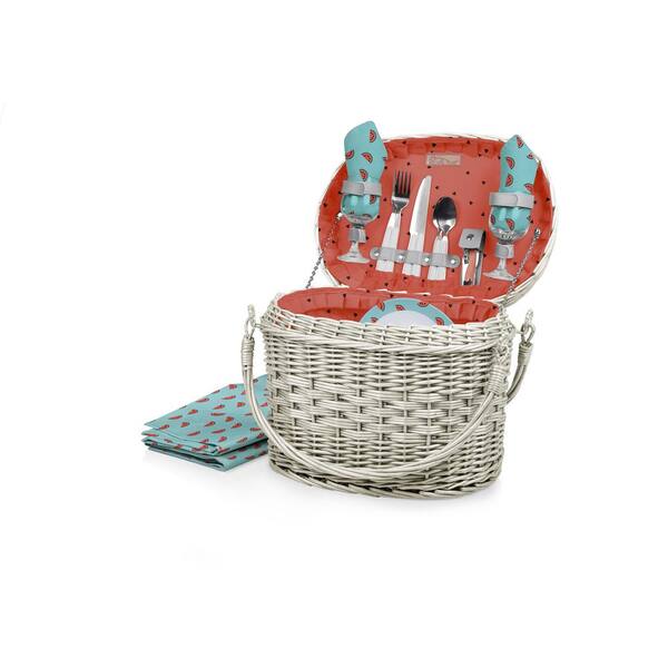 Picnic Time Watermelon Collection Red Romance Willow Wood Picnic Basket