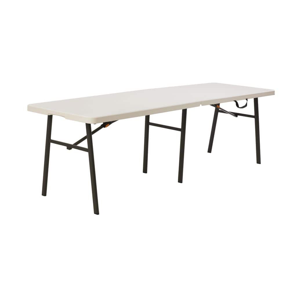 HDX 8 ft. Almond Resin Top Rectangular Fold in Half Utility Table