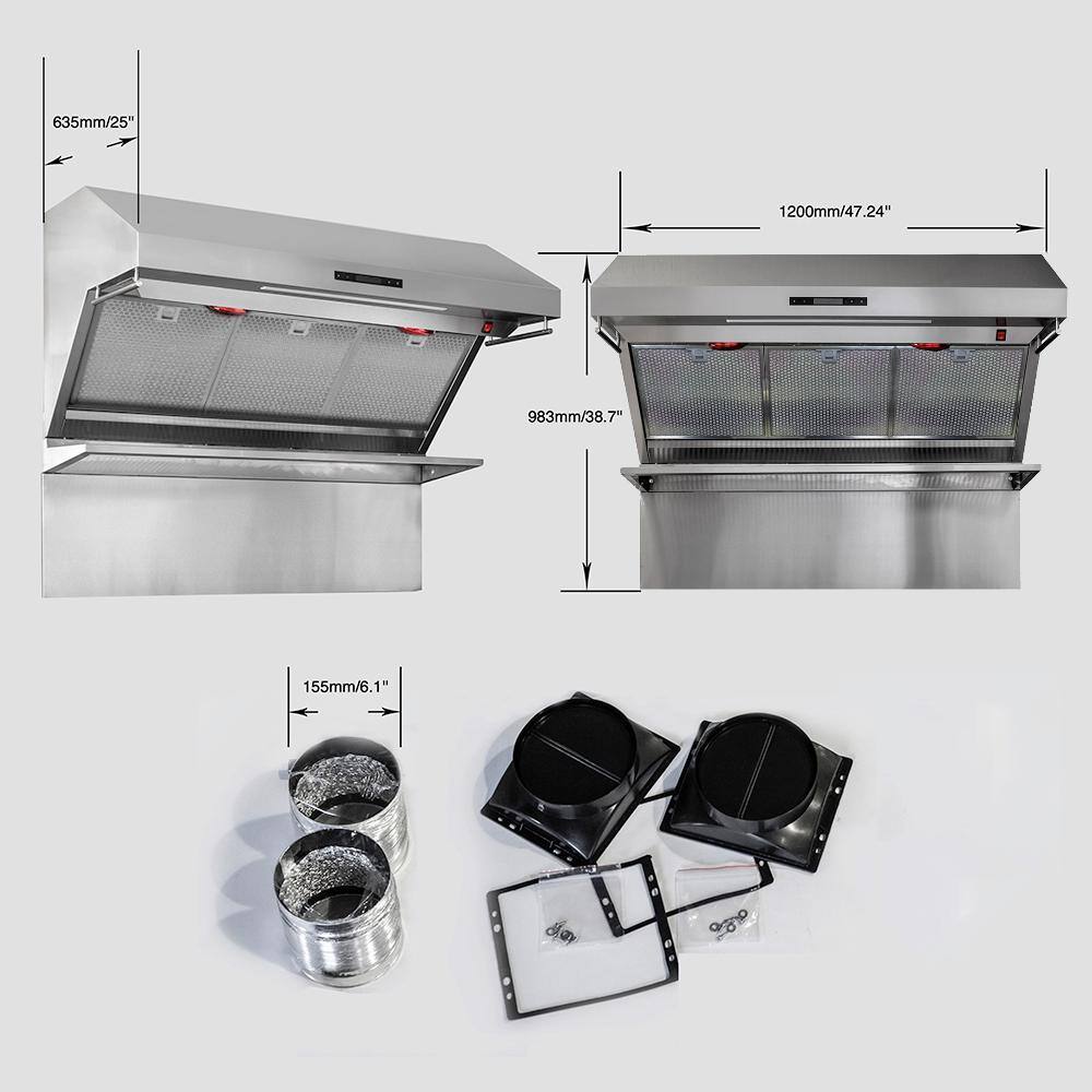 Savona 48" Stainless Steel Wall Mount Range Hood with Hybrid Filters