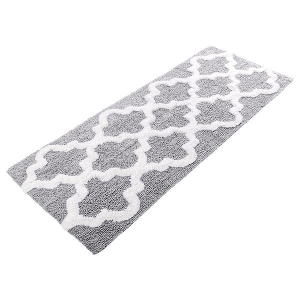 Lavish Home Trellis Silver 24 in. x 60 in. Bathroom Mat