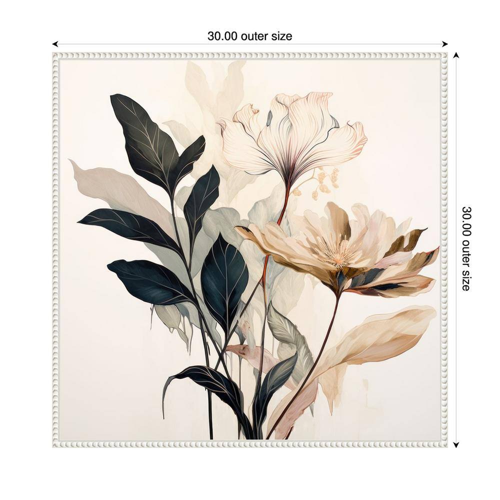 Whimsical Blossoms II 30" White Framed Canvas Wall Art