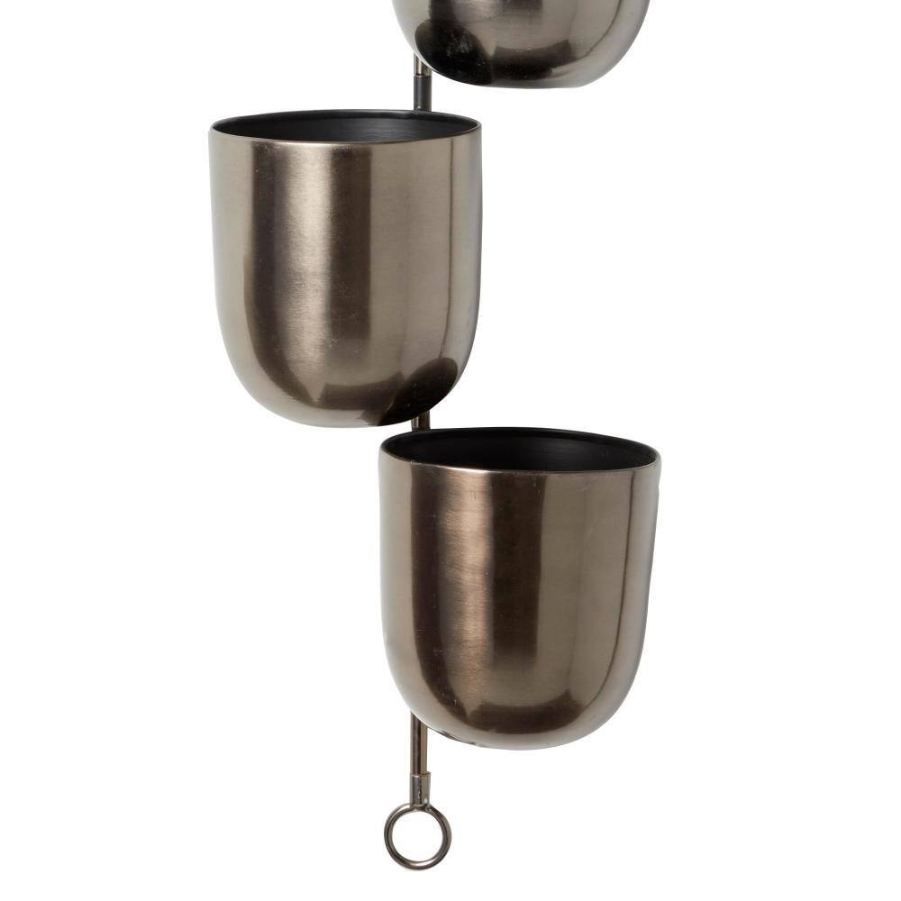 Set of 3 Metallic Silver Iron Hanging Wall Planters