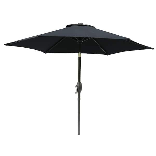 Tidoin 7-1/2 ft. Steel Push Button Market Tilt Patio Umbrella in Black