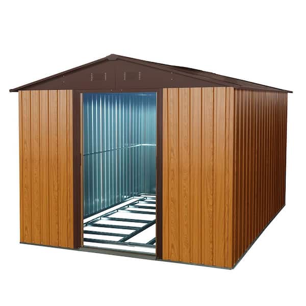 7.74 ft. W x 9.94 ft. D Outdoor Metal Storage Shed with Metal Floor Base (76 sq. ft.)