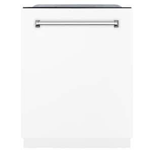 ZLINE 24 in. Monument Series 3rd Rack Top Touch Control Dishwasher in White Matte with Stainless Steel Tub, 45dBa