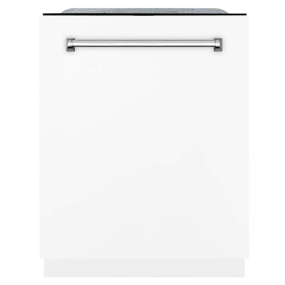 ZLINE Kitchen and Bath Monument Series 24 in. Top Control 6-Cycle Tall Tub Dishwasher with 3rd Rack in White Matte
