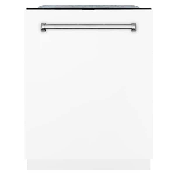 ZLINE Kitchen and Bath Monument Series 24 in. Top Control 6-Cycle Tall Tub Dishwasher with 3rd Rack in White Matte