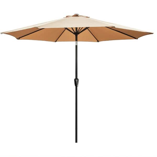 Karl home 9 ft. Hand-Cranking Style Market Patio Umbrella in Tawny Sand Color