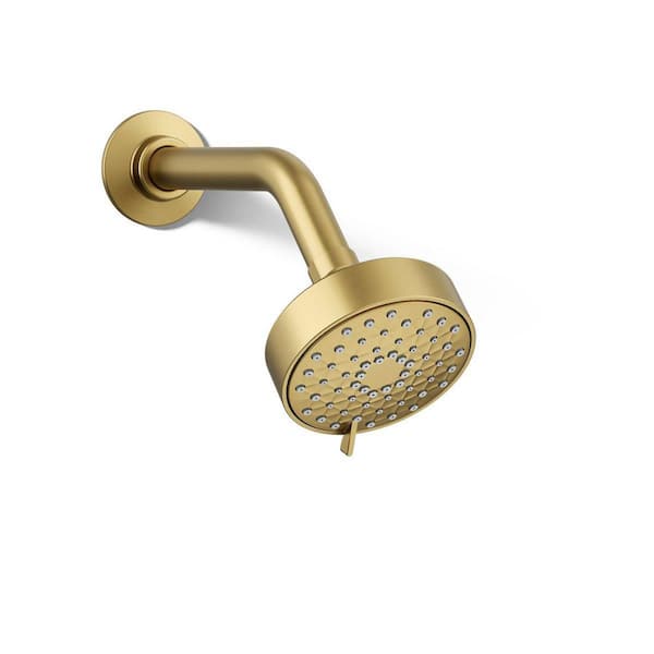 KOHLER Awaken 3-Spray Patterns with 1.7 GPM 3.56 in. Wall Mount Fixed Shower Head in Vibrant Brushed Moderne Brass
