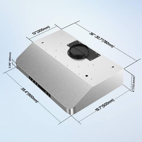 VIKIO 36 in. 900CFM Ducted Under Cabinet Range Hood in