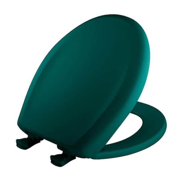 BEMIS Soft Close Round Plastic Closed Front Toilet Seat in Teal Removes for Easy Cleaning and Never Loosens