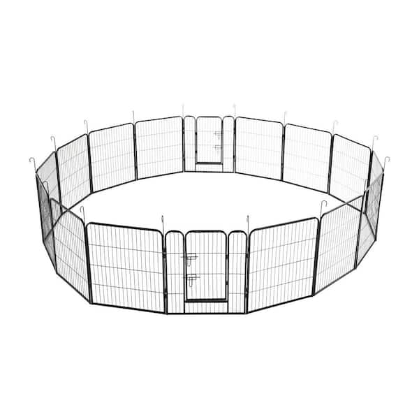 31.5 in. H 16-Panels Large Outdoor Indoor Iron Puppy Dog Fence Pet Dog Playpen