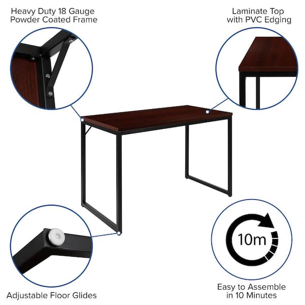 47.25 in. Rectangle Mahogany Laminate Computer Desk