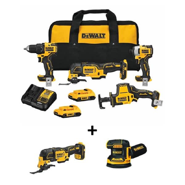 DEWALT ATOMIC 20-Volt MAX Cordless Brushless Combo Kit (4-Tool), ATOMIC Oscillating Tool & 5 in. Random Orbital Sander