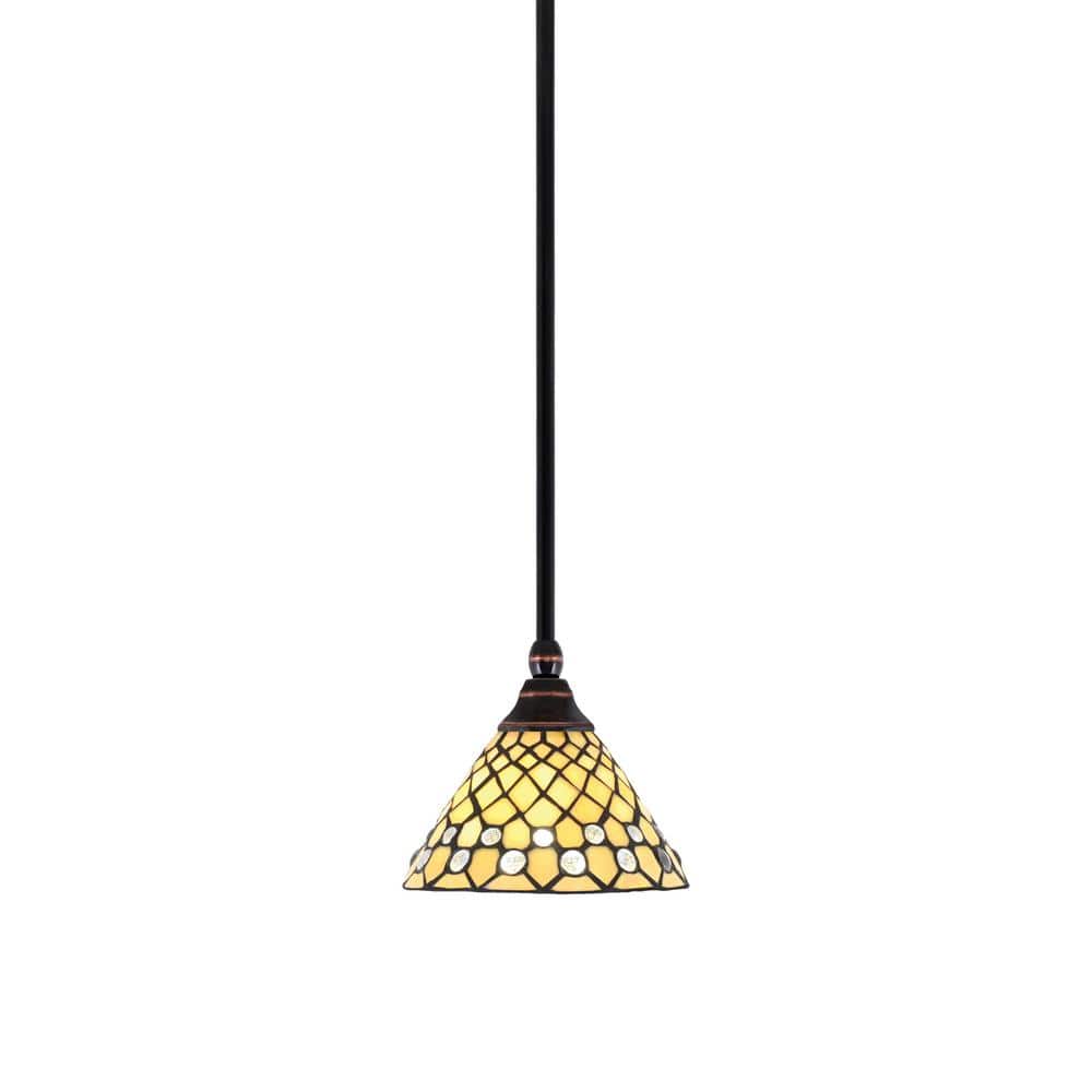 Sparta 100-Watt 1-Light Black Copper Mini Pendant Light with Starlight Art 