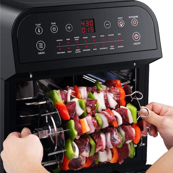 12.7 Qt. Black Rotisserie Oven and Air Fryer with Recipe Book