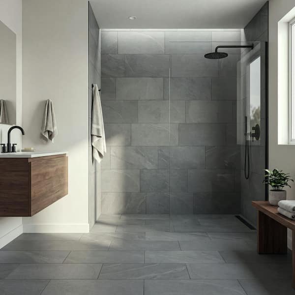 Montauk Blue Natural Stone Slate Tile, 12 in. x 24 in. Floor and Wall (10 sq. ft. /Case)