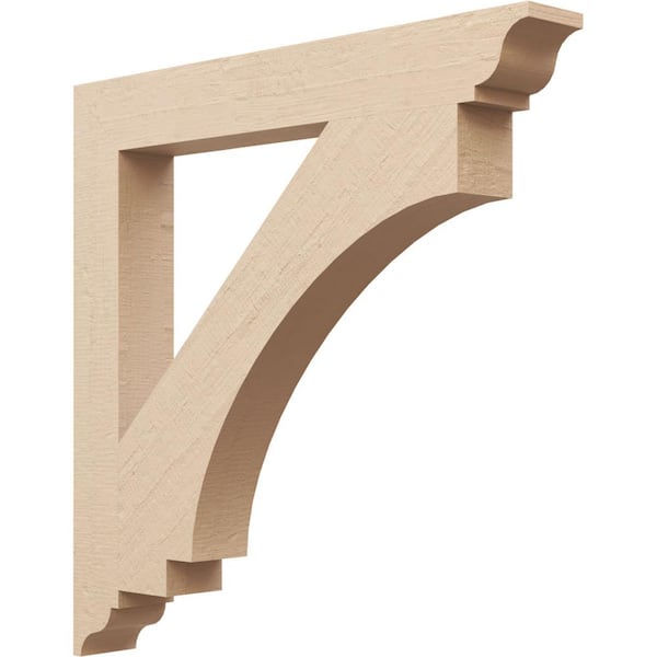 Ekena Millwork 3.5 in. x 28 in. x 28 in. Imperial Traditional Rough Cedar Woodgrain Timberthane Polyurethane Bracket, Primed Tan