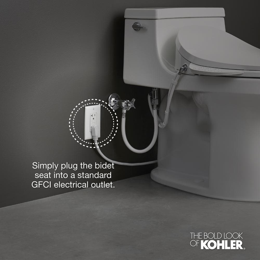 White Elongated Warm Water Bidet Toilet Seat with UV Sanitizing