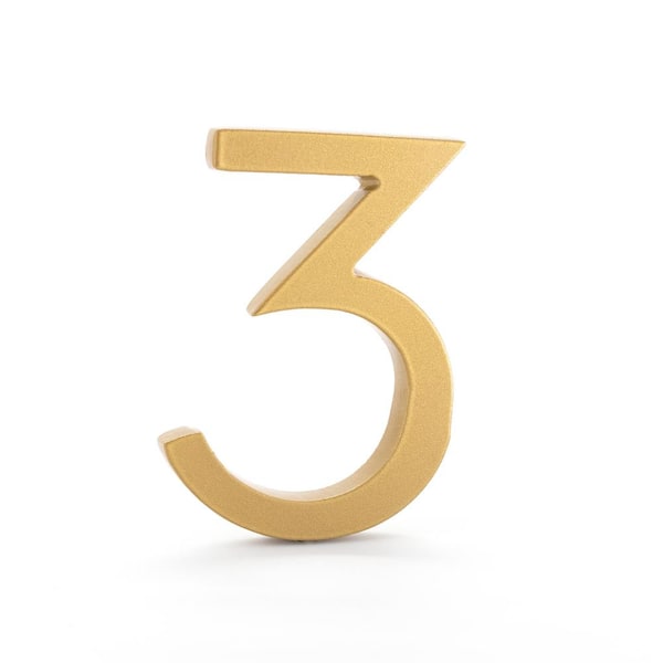 8 in. Gold Aluminum floating or flat Modern House Numbers 0-9 - 3