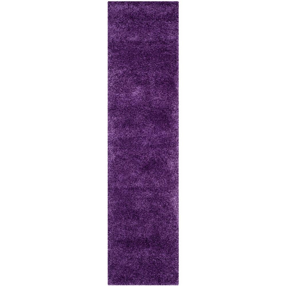 SAFAVIEH Milan Shag Purple 2 ft. x 6 ft. Glam Solid Runner Rug SG180 ...