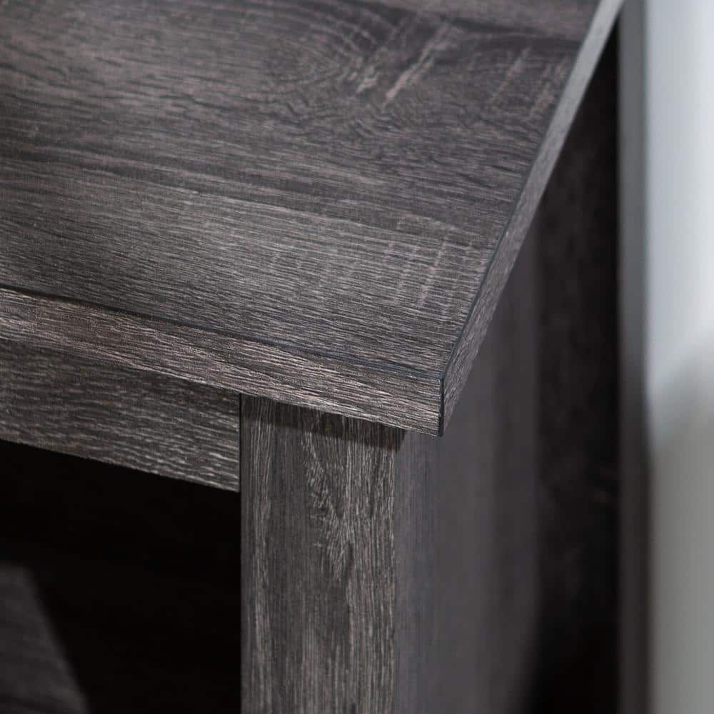 Charcoal Gray MDF Contemporary TV Stand with Shelves