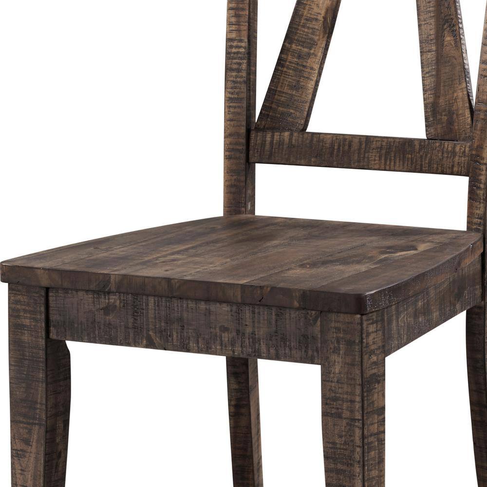 Flynn Rustic Chic Walnut Dining Set with Trestle Table & 4 Chairs