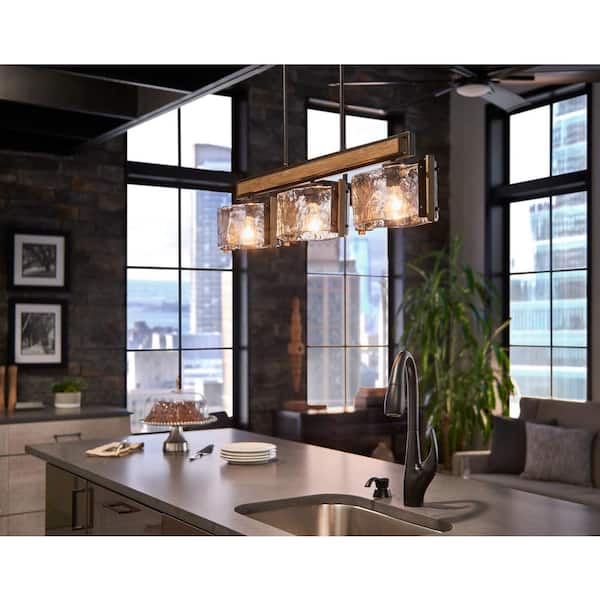 Aberdeen 41.75 in. 3-Light Olde Bronze Farmhouse Shaded Linear Chandelier for Dining Room