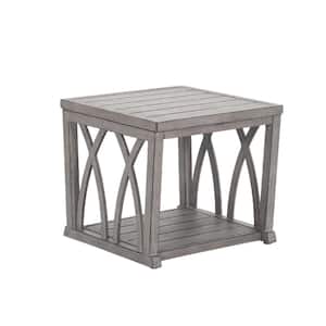 Gray 20 in. Rectangular Aluminum Outdoor Side Table, All