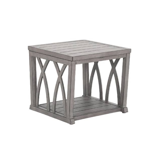 20.3 in. W Gray Aluminum Square Outdoor Side Table for Outdoors, Patio, Pool and Porch