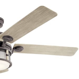 Ahrendale 60 in. Outdoor Weathered Zinc Downrod Mount Ceiling Fan with Integrated LED with Wall Control Included