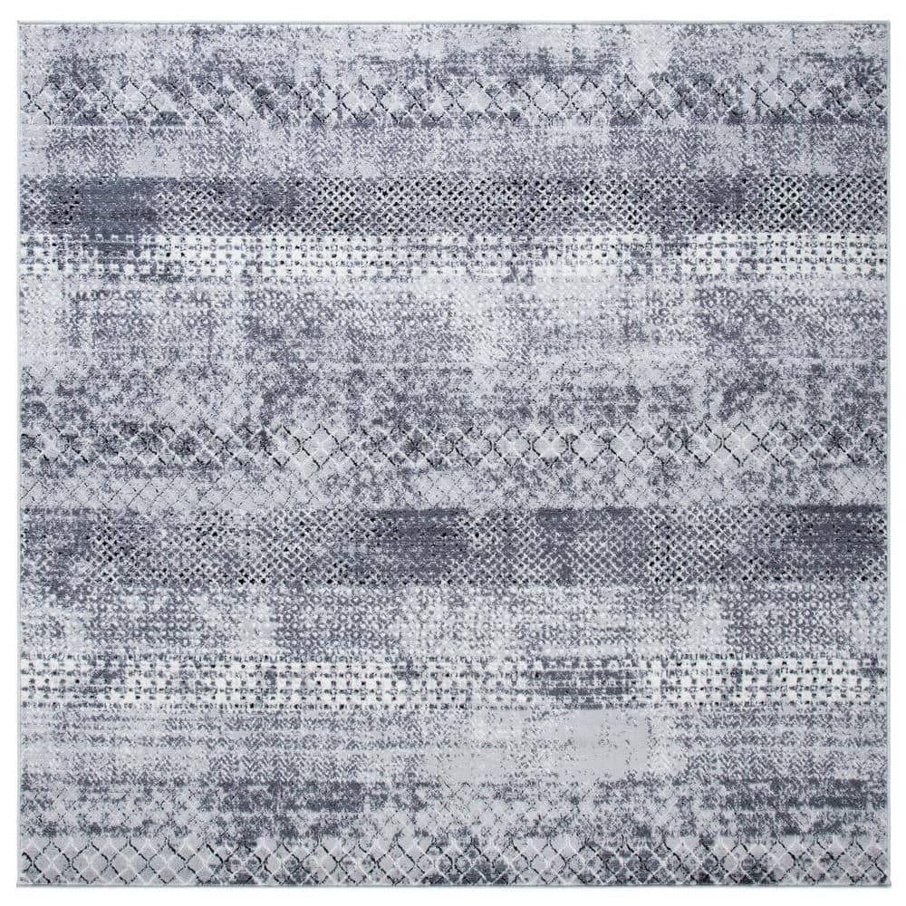 Amelia Gray/Ivory Doormat 3 ft. x 3 ft. Geometric Distressed Square Area Rug price history on PriceWatchPro