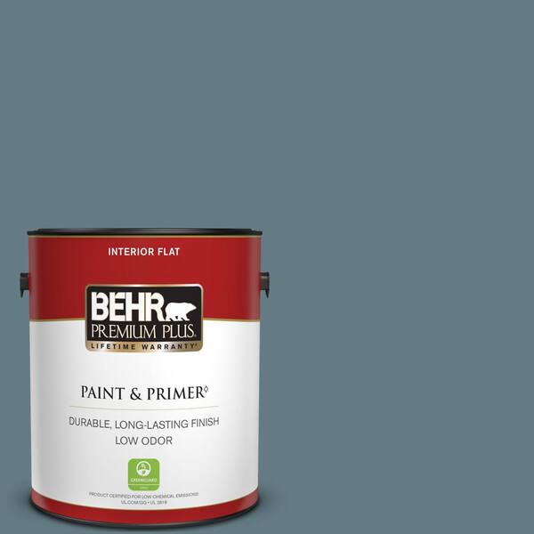 BEHR PREMIUM PLUS 1 gal. #540F-5 Smokey Blue Flat Low Odor Interior Paint & Primer