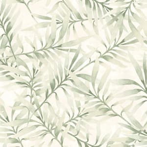 Tropical Leaf Branch Floral Green Wallpaper