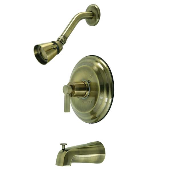 Kingston Brass NuvoFusion Single-Handle 1-Spray Tub and Shower Faucet in Antique Brass (Valve Included)