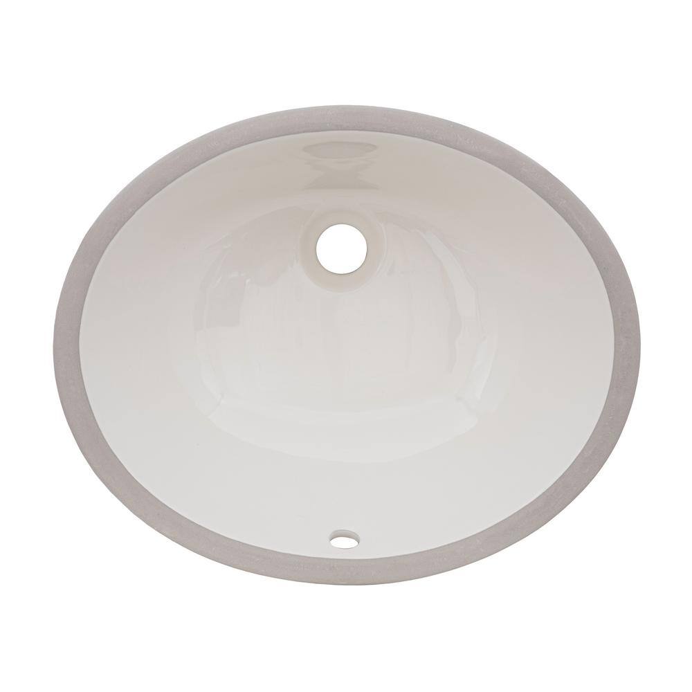 Biscuit Oval Ceramic Undermount Bathroom Sink with Overflow