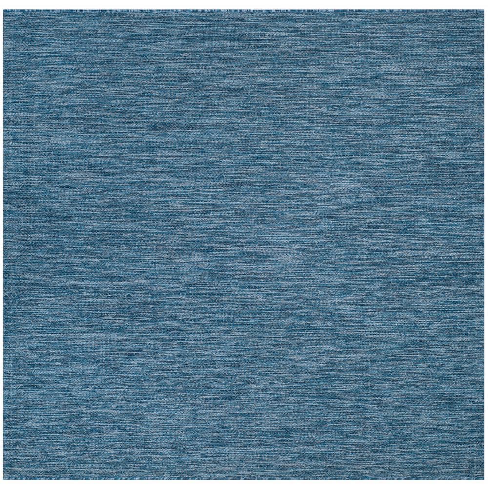 Navy Blue 4' Square Synthetic Indoor/Outdoor Area Rug