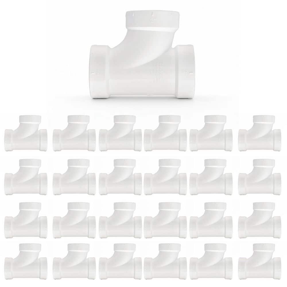 PLUMBFLEX 2 in. Rigid PVC DWV Drain Waste Vent Sanitary Tee Hub, 0.17 ...