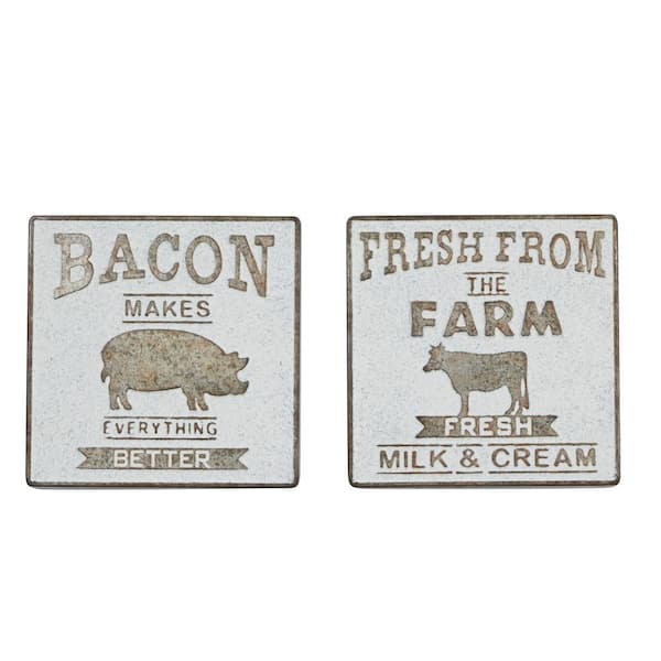 Litton Lane Square Galvanized Farmhouse Metal Wall Decor