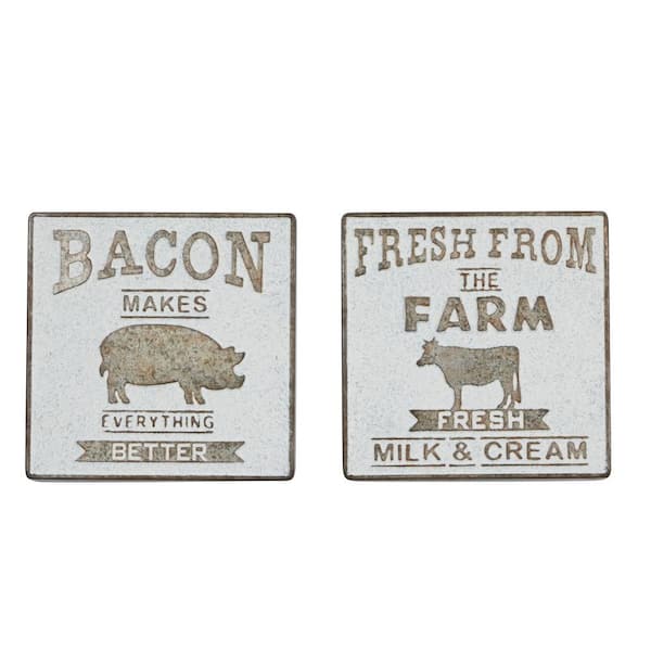 Farmhouse Pig and Market Typography Iron Wall Sign