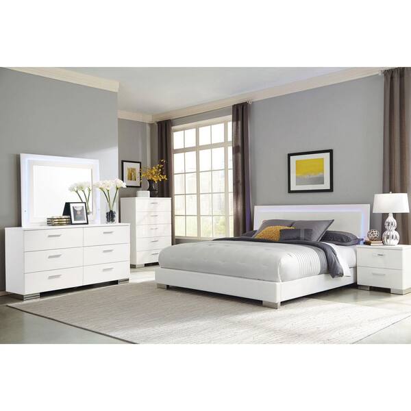 Coaster Felicity 2-Drawer Glossy White Nightstand 203502 - The