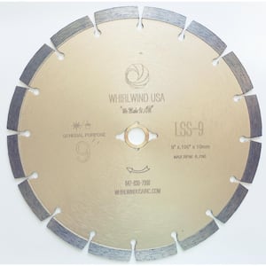 9 in. 16-Teeth Segmented Diamond Blade for Dry or Wet Cutting Concrete, Stone, Brick and Masonry