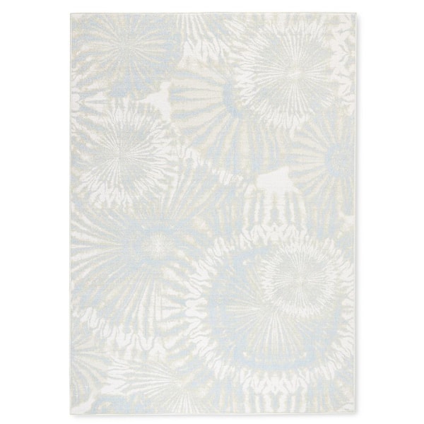 Shibori Summer Tie Dye Green/Blue 8 ft. x 10 ft. Indoor Outdoor Area Rug