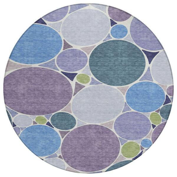 Chantille Machine Washable Indoor/Outdoor Abstract ACN2516 Plum 8 ft. x 8 ft. Round Rug