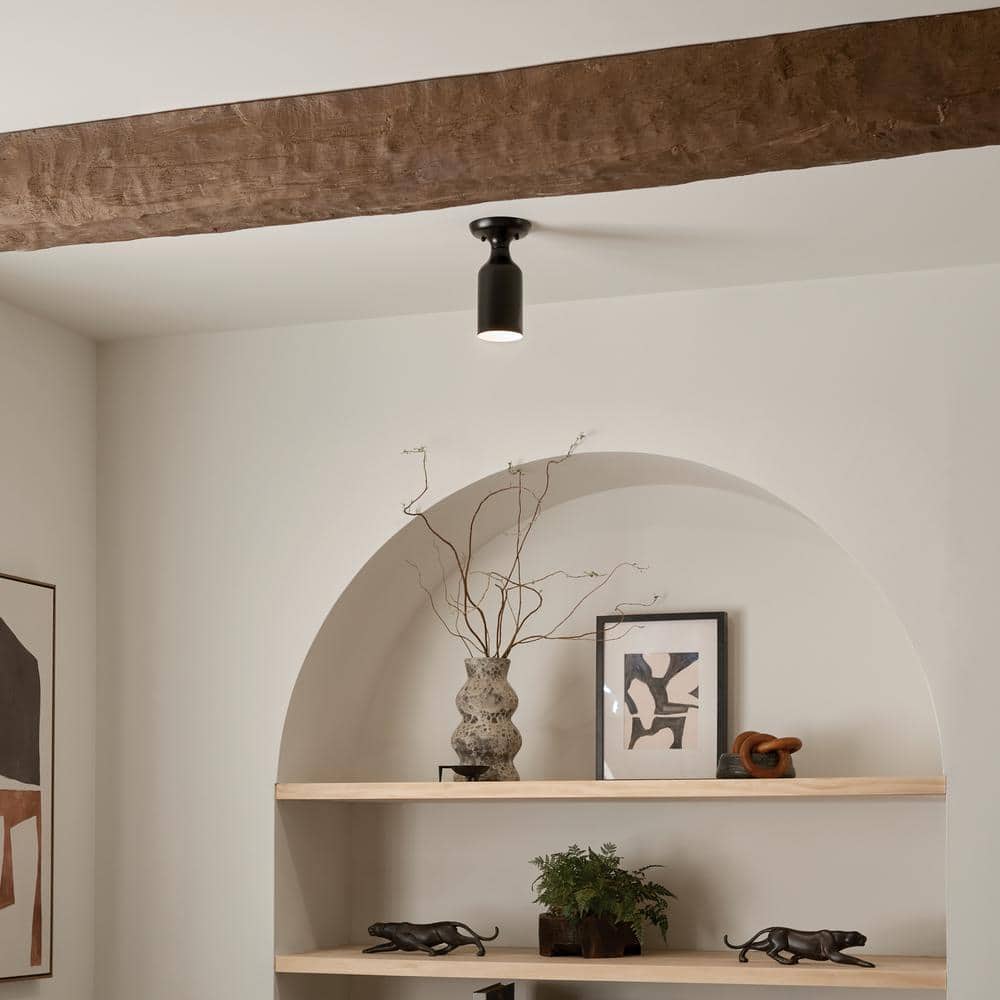 Sisu 5 in. 1-Light Black Hallway Modern Semi-Flush Mount Ceiling Light price history on PriceWatchPro