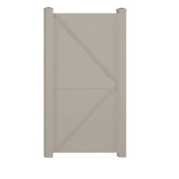 Weatherables Augusta 3.7 ft. x 7 ft. Khaki Vinyl Privacy Fence Gate Kit