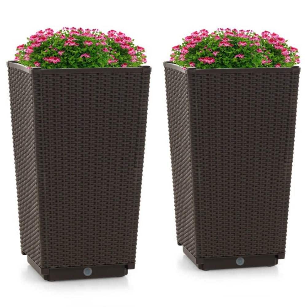 Set of 2 Outdoor Wicker Flower Pot with Drainage Hole for Porch Balcony price history on PriceWatchPro
